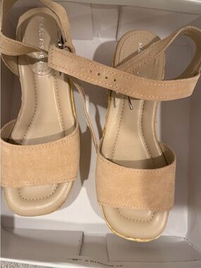 Marc Fisher Tan Suede Open-Toe Ankle-Strap Sandals